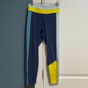Nike Blue and Yellow Colorblock Leggings